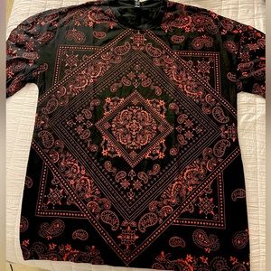Black and red printed shirt